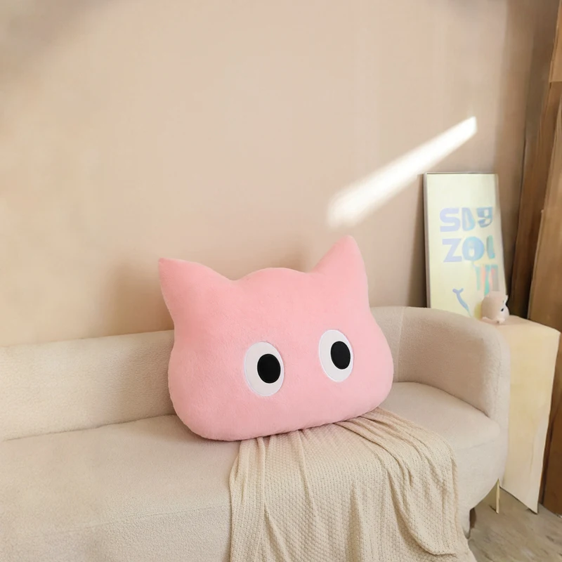 Almofada Decorativa em Formato de Cabeça de Gato Adulto , Macia e Confortável. MDUG (rosa, 80 Cm)