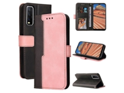 Capa De Couro Pu Com Flip Horizontal E Costura Colorida Para Vivo Y20 / Y20i / Y20s / Y12s / Y30, Com Suporte, Compartimentos Para Cartões E Porta-ret