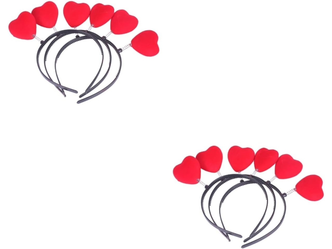 Conjunto De 12 Faixas De Cabelo Aveludadas Com Lantejoulas Vermelhas Em Formato De Coração, Ideais Para Crianças.