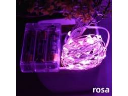 (5m50 Leds Rosa) Mini Cordão De Luzes Led Estilo Estrela, Alimentado Por Bateria E Feito De Fio De Cobre.