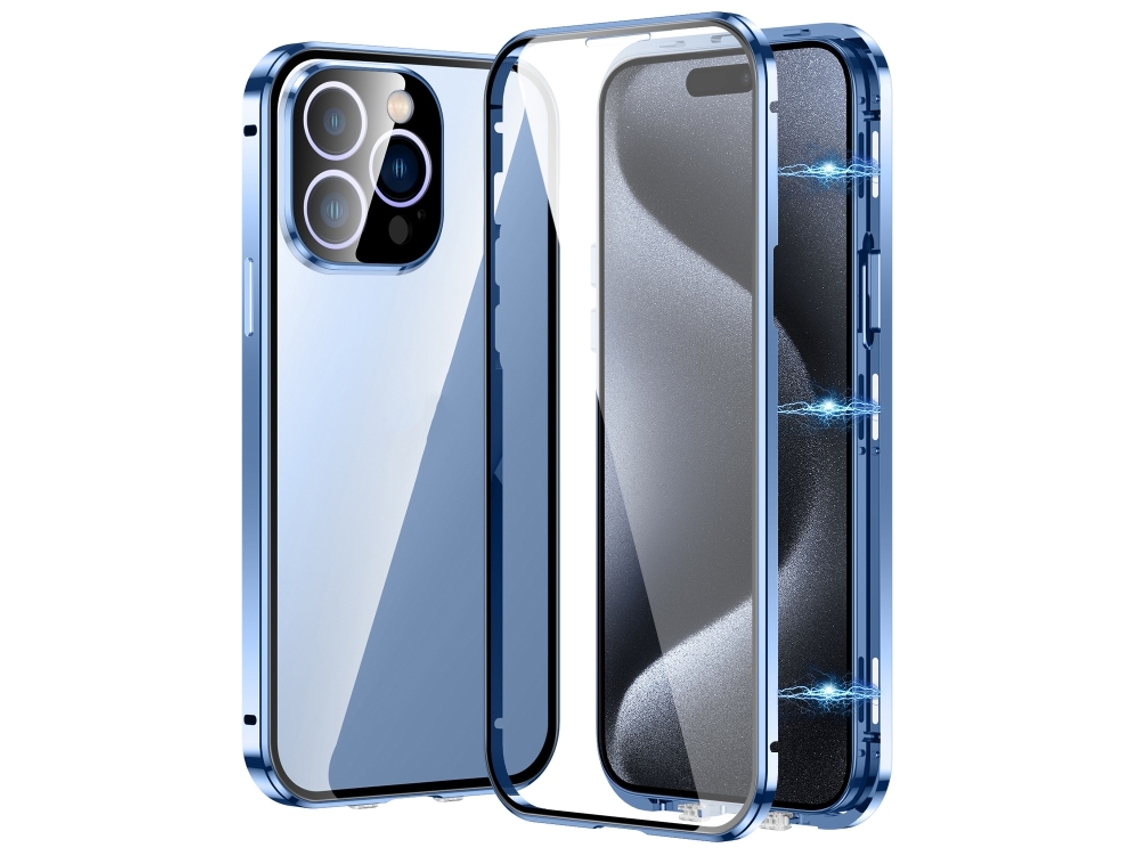 Capa De Vidro Temperado Hd Para Iphone 15 Pro Max - Fecho Magnético Duplo