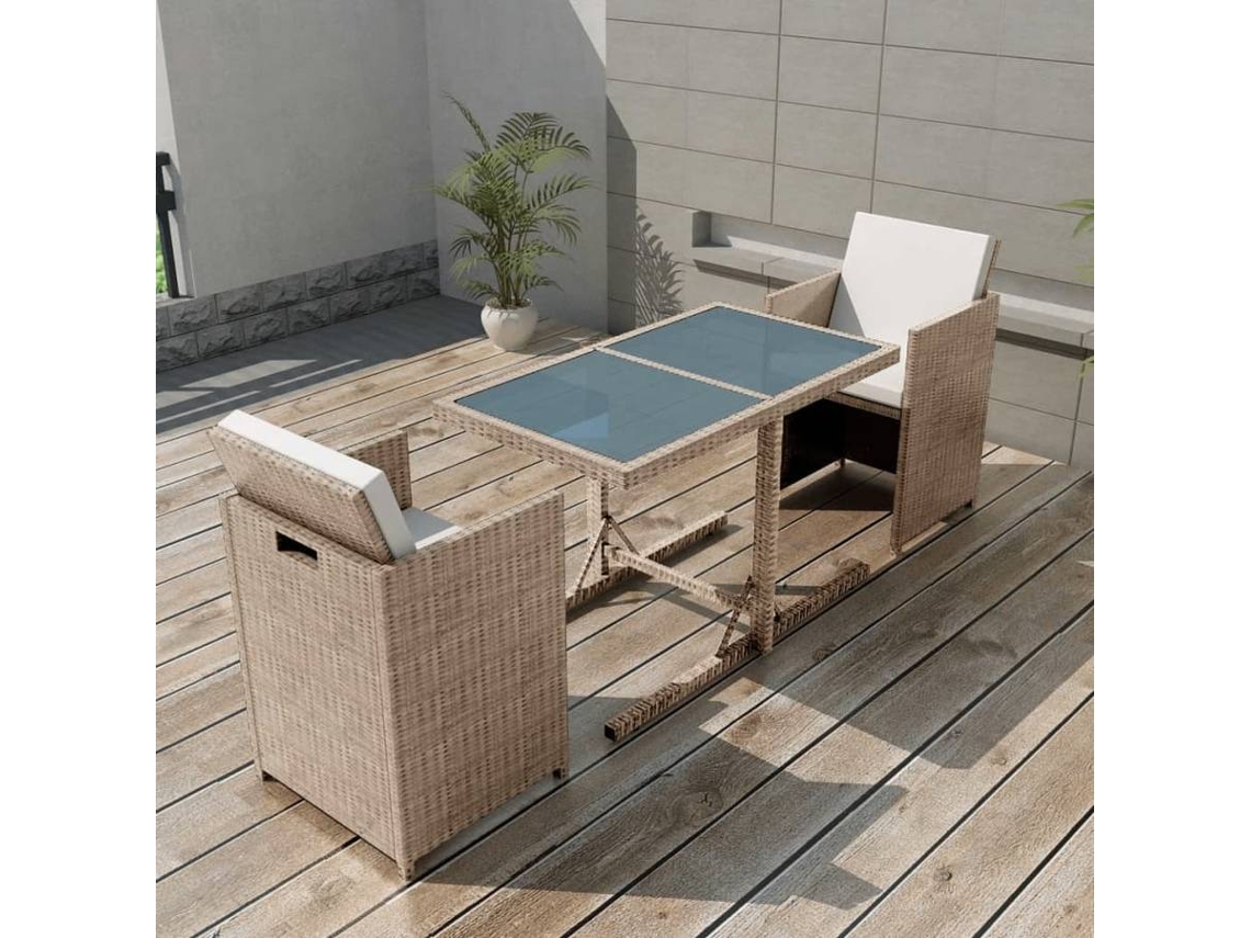 Garden Table And Chair, Garden Tables And Chairs Vidaxl Bege Rattan / Vime (n/a)