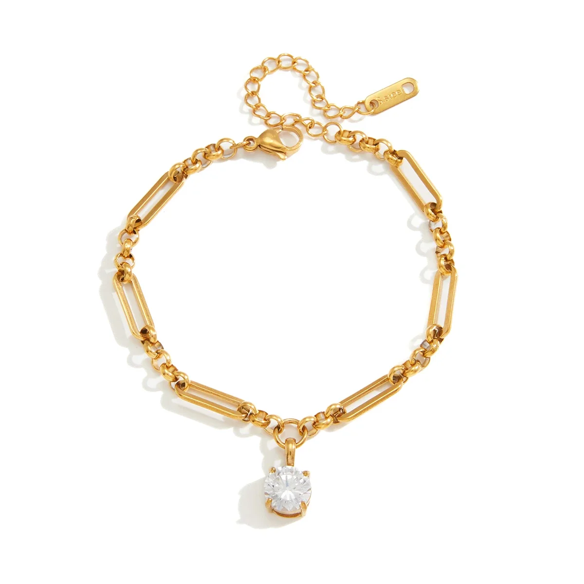 Pulseira Clássica Geométrica De Zircônia Branca