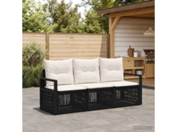 Vidaxl Conjunto De Sofá De Jardim 3 Unid. Preto Vime Pe