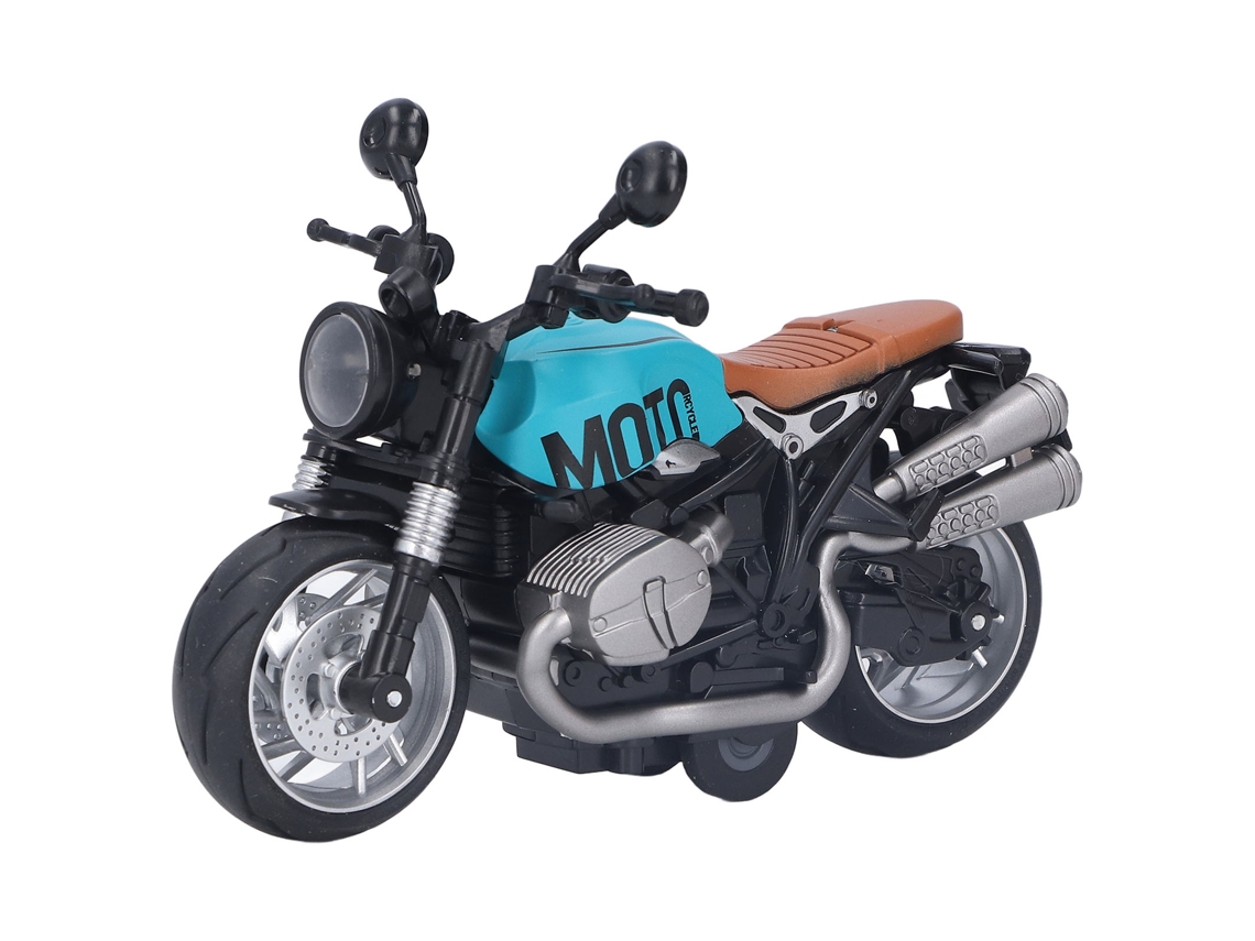Mali brinquedo de Motocicleta de Recuo Retro com Luzes Liga Modelo para Crianças Azul Preto