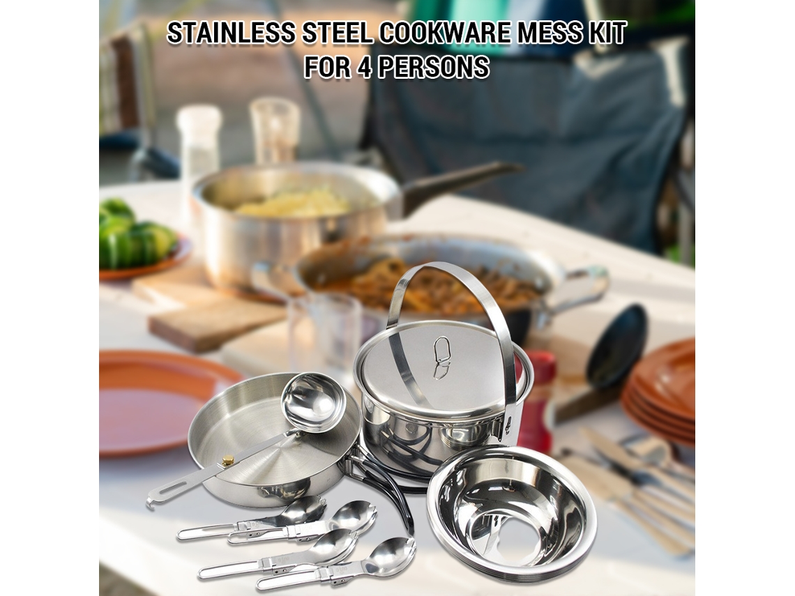 Conjunto de Cozinha Camping Inox para 4 Pessoas