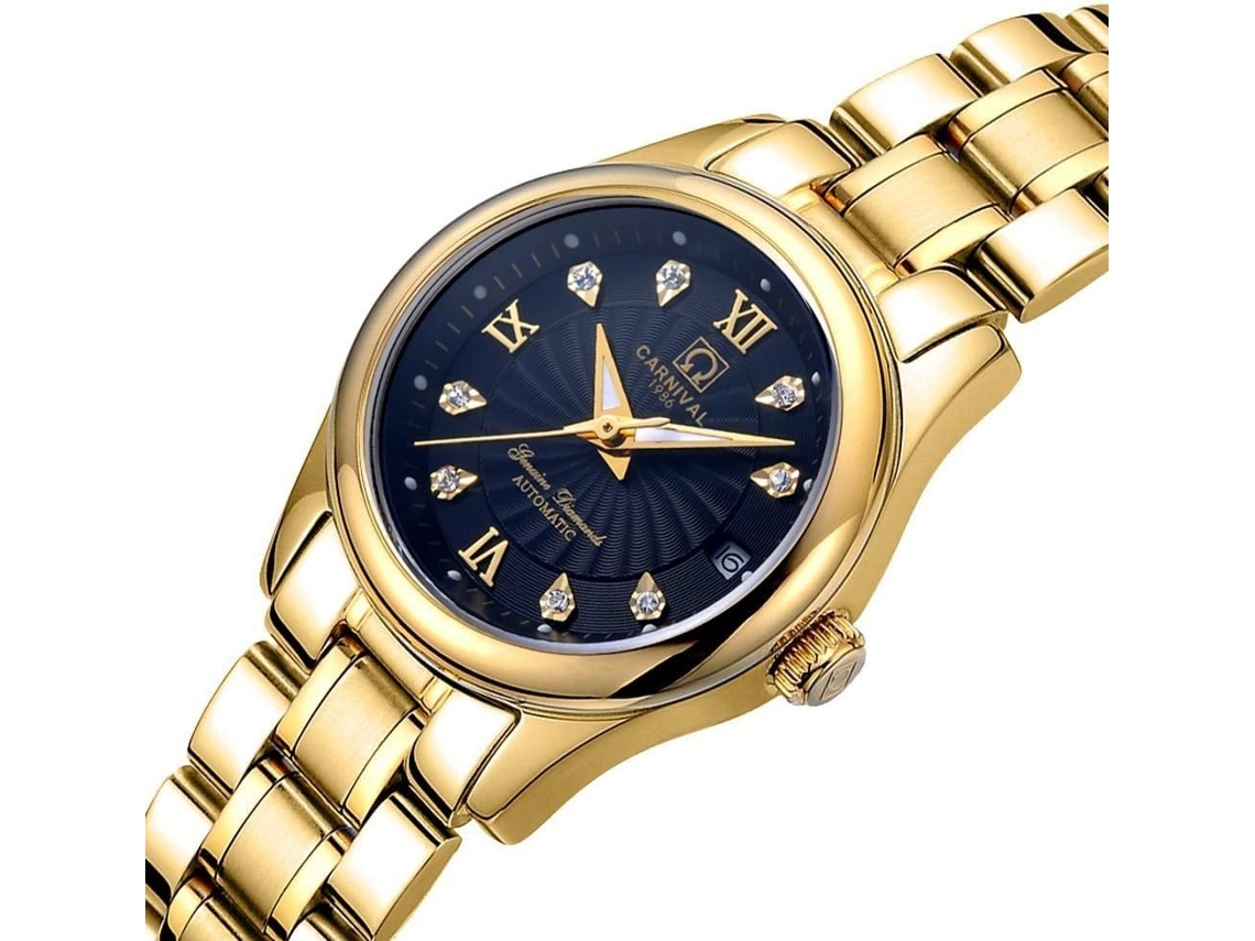 Lurelia Relógio Mecânico Feminino, Automático, Aço Inoxidável, Dourado