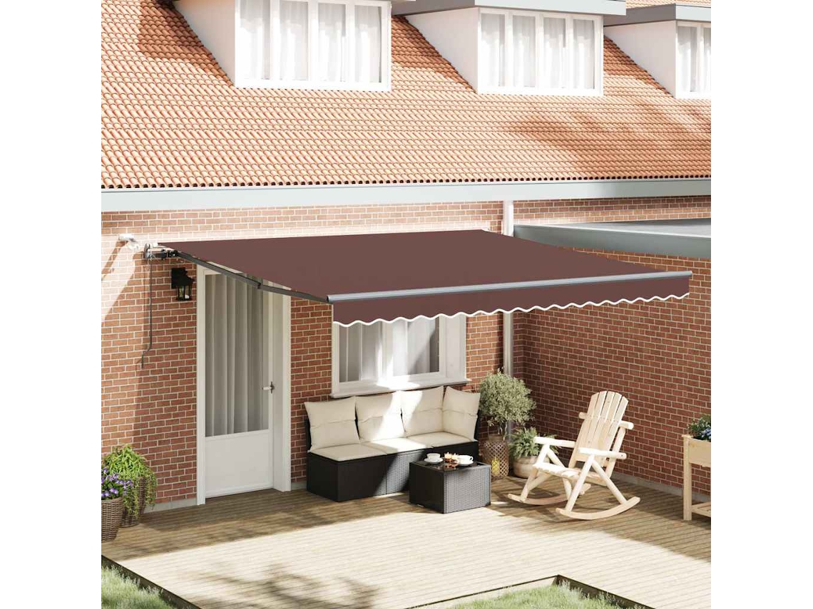 Vidaxl Toldo Retrátil Automático Com Luzes Led 400x300 Cm Castanho