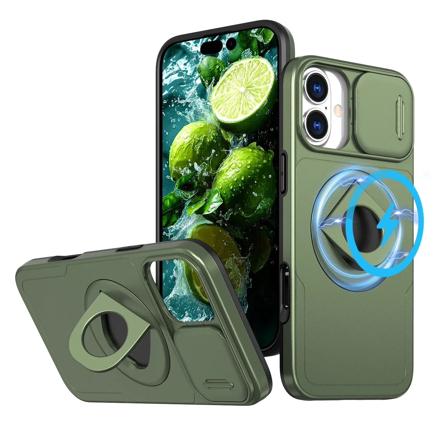 Capa Protetora Resistente A Impactos Para Iphone Se (verde) Com Anel Magnético.