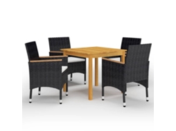 Vidaxl 5 Pcs Conjunto de Jantar para Jardim Preto