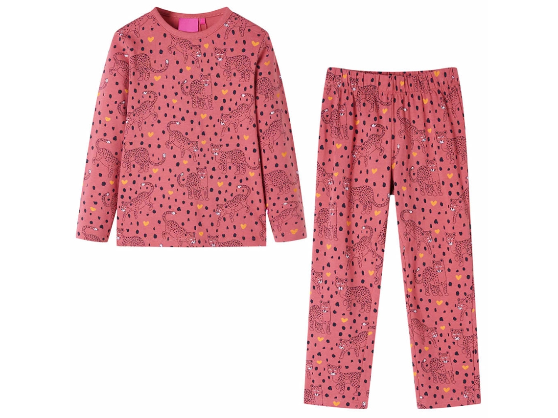 Pijama De Manga Comprida Para Criança Rosa-velho 92