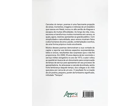 Livro Cancelas Do Tempo Poemas de Walter Medeiros (Português)