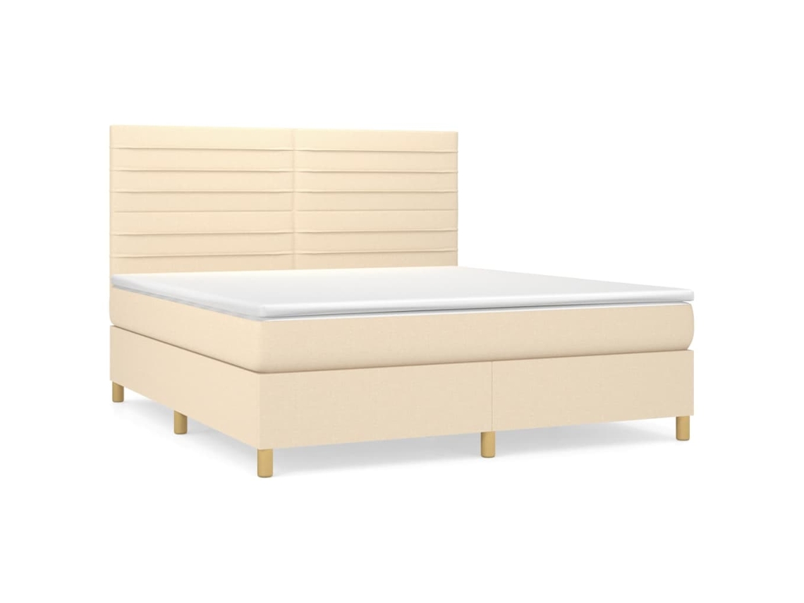 Cama com Molas/colchão 180x200 Cm Tecido Cor Creme MAISON EXCLUSIVE