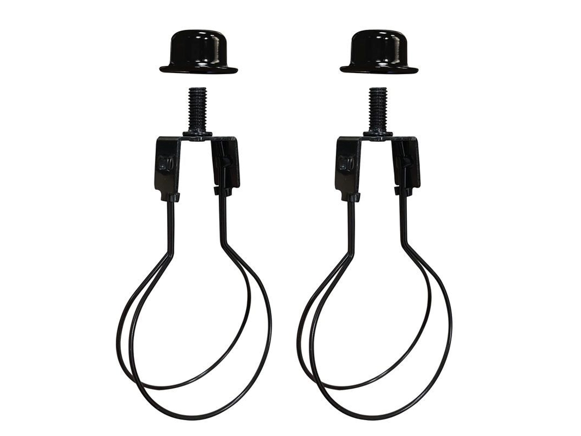Kit de Adaptador Nova Line para Abajur com suporte de arpa, finials e níveis 2 peças preto