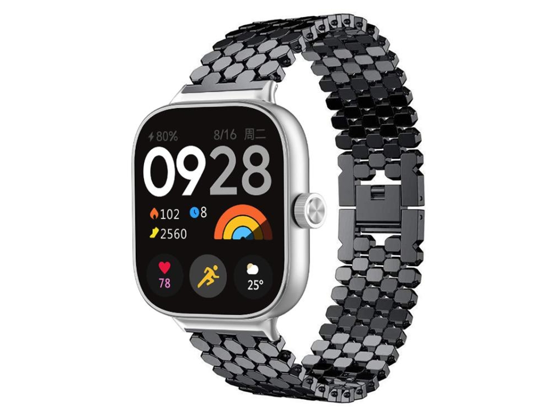 Bracelete para Redmi Watch 6 / 5 / 4 silicone magnético reversível com fecho duas cores preta e cinza XIAOMOYU
