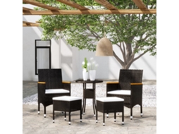 5 Pcs Conjunto Lounge De Jardim Vime Pe Preto Dkd Home Decor