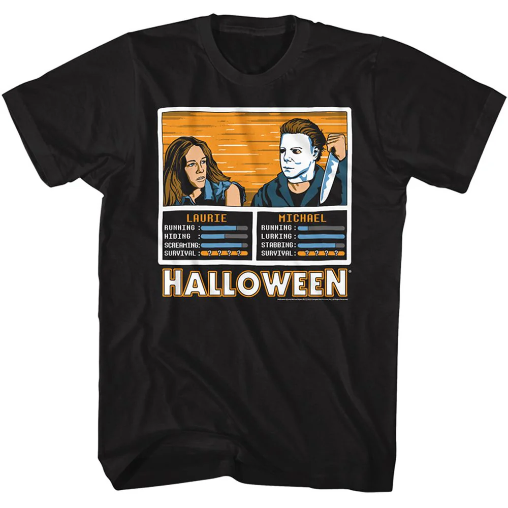 Unisex Adult T-shirt Rockinstone Halloween Movie Laurie Vs Michael Black Sizes