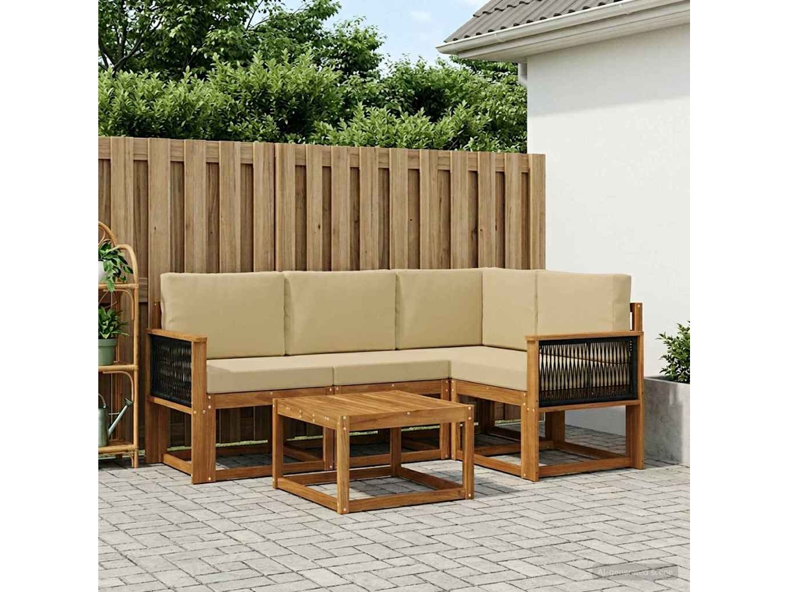 Vidaxl Conjunto De Sofás Para Exterior 5 Unid. Natural E Bege
