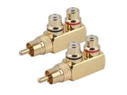 Conjunto de 2 Conectores Divisores Av, Rca Macho para Fêmeas, Adaptador Áudio e Vídeo. AQUAFORGE