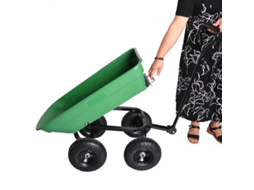 Carrinho Jardim Dobrável Estrutura Aço Pneus Pneumáticos Capacidade 136kg 300lbs Externo Gramados Jardins