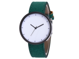 Relógio masculino de quartzo com pulseira de couro PU, resistente à água (verde)
