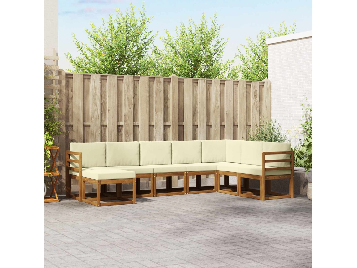 Vidaxl Conjunto De Sofás Para Exterior 8 Unid. Natural E Creme