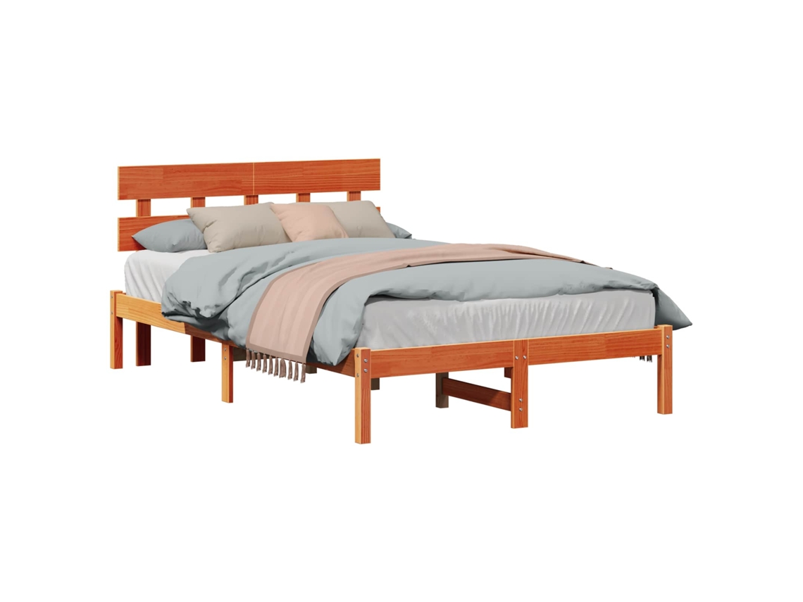 Vidaxl Estrutura Da Cama Castanho 120 X 200 Cm Madeira De Pinho Maciça