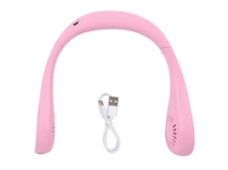 Ventilador Portátil Rosa Usb Recarregável com Fones de Ouvido