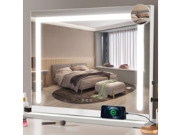 Nettlife Espelho De Maquilhagem Iluminado, 80 × 60 Cm, Led Sensível Ao Toque Regulável, Espelho De Toucador