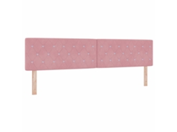 Cabeceira | Painel De Cama Led Com Luzes De Tira Led Rosa 200 Cm Poliéster