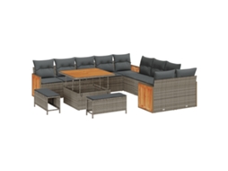 Conjunto 13 Conjunto De Sofá De Jardim Vidaxl Cinzento Vime Pe (283 X 289 X 85 Cm)