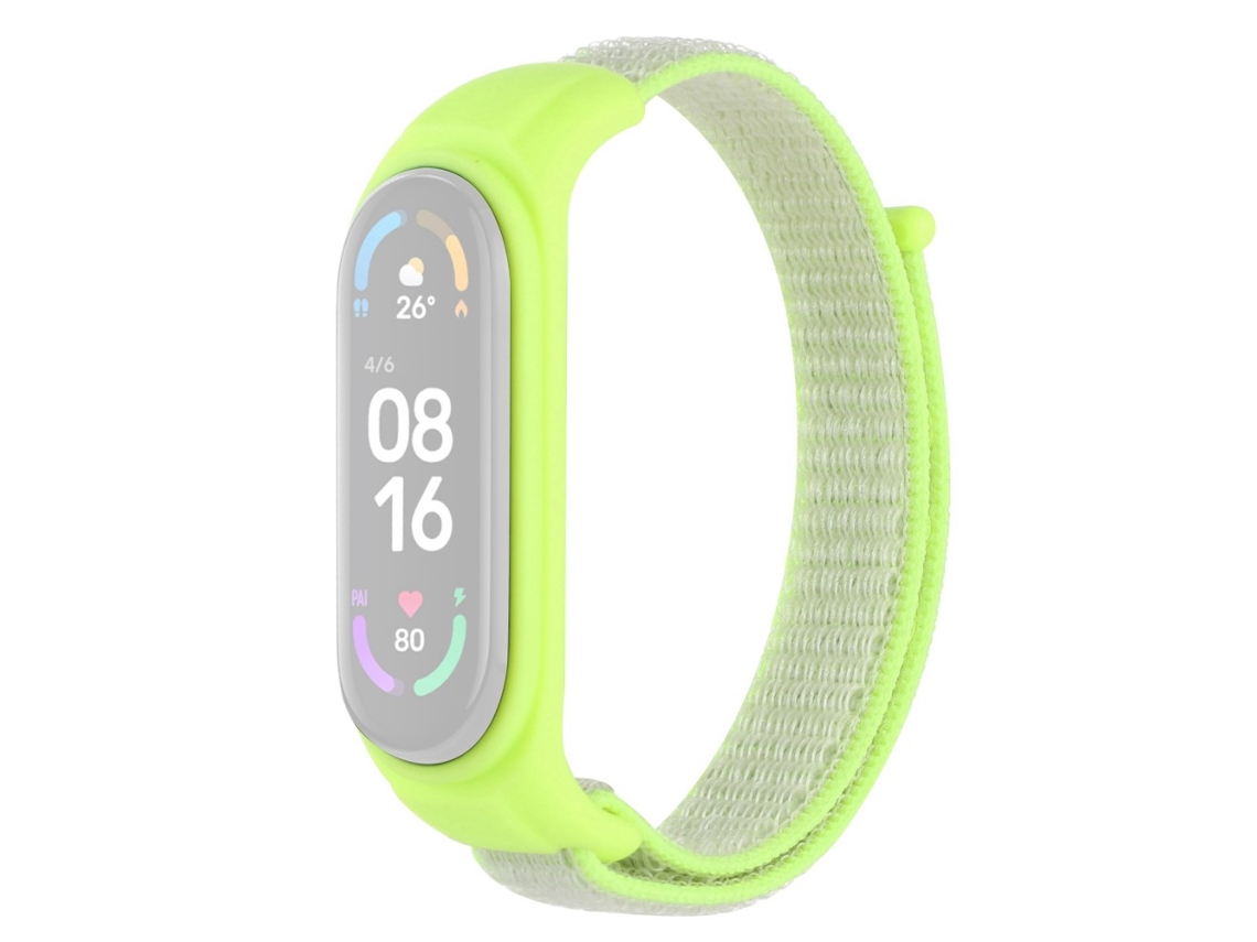 Bracelete Silicone Ajustável Anti-Perda para Xiaomi Mi Band 3/Band 4/Band 5/Band 6/Band 7 Amarelo Fluorescente