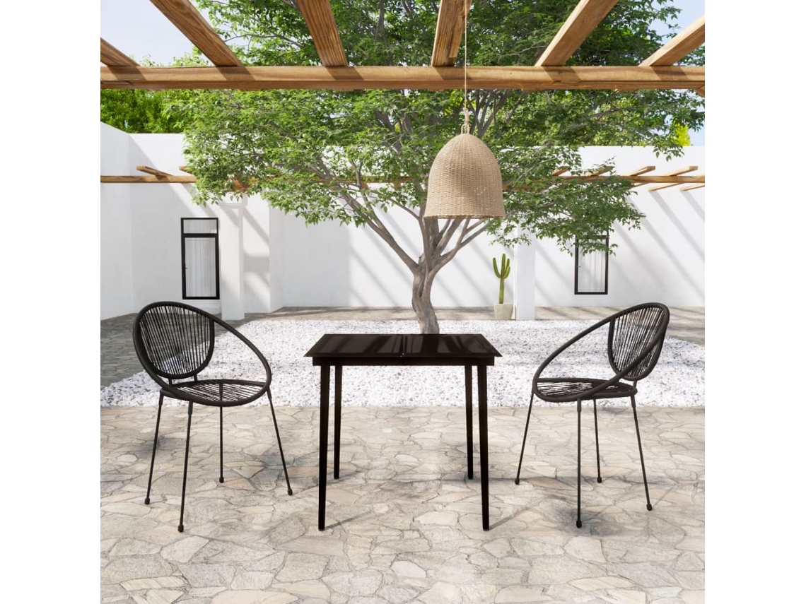 Conjunto 3 Peças De Jantar Para Jardim Preto Dkd Home Decor