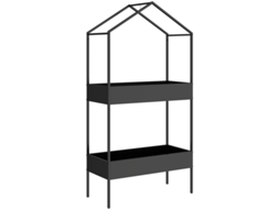 Suporte 2 Níveis 150cm Metal Preto com Ganchos BRAVENTO