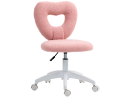 Cadeira Giratória Escritório Coração, tecido, altura ajustável, sem braços, rosa VELTRIX NOVELTRIX