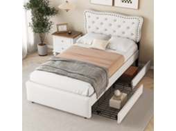 Cama Plana 90x200cm Bege Claro Com Acento, Poltrona E Gavetas