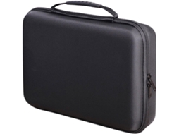 Bolsa organizadora em EVA com divisórias de esponja personalizadas para câmeras DSLR, drones e acessórios digitais.