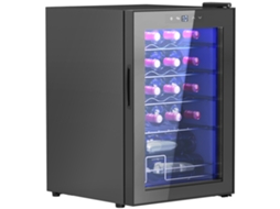 Pequena Geladeira de Vinho, Mini Geladeira para 20 Garrafas, Capacidade para 53 Litros, com Porta de Vidro, Iluminação Led, Preto