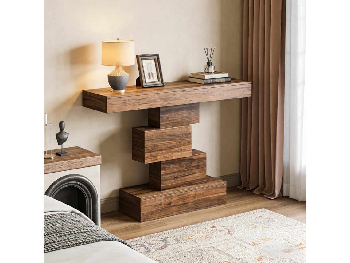Mesa De Acento Com Base Geométrica, Estilo Moderno Para Corredor E Sofá