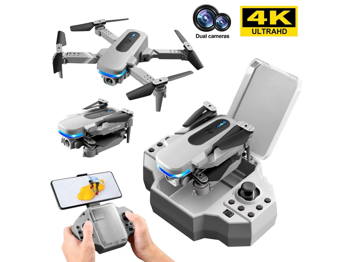 Mini Drone Bestvite Dobrável Ky910 Com Câmera Dupla 4k (2 Baterias Duração Da Bateria 12 Min Cinza)
