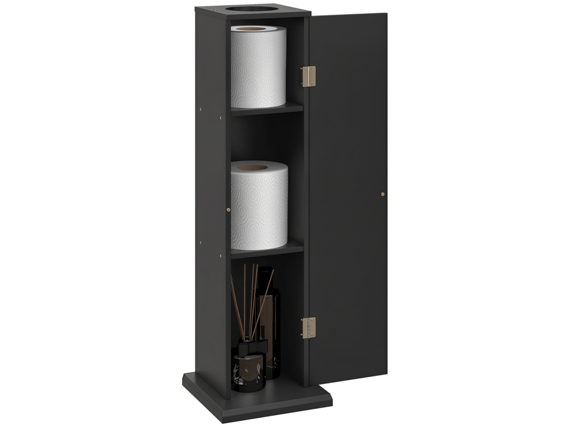 Porta papel Higiênico de 3 Níveis com Dispensador de Papel, Ideal para Espaços Pequenos, Preto. VISTA