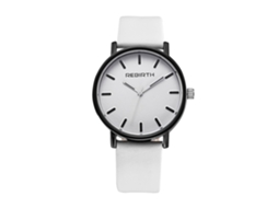 Reloj De Pulsera Unisex Rebirth De Moda Casual De Cuarzo Con Dial Grande Redondo Blanco
