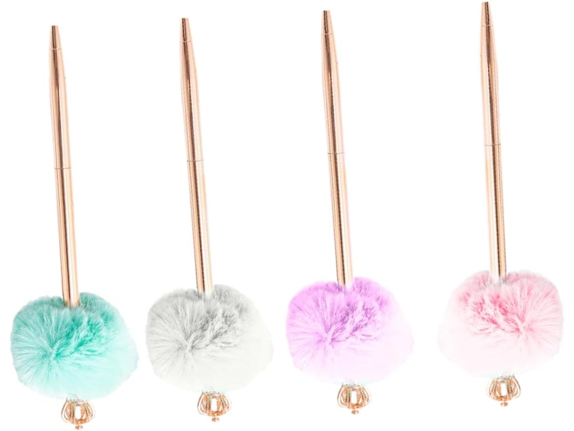 Conjunto De 4 Peças Com Caneta De Pelúcia Em Formato De Pompom E
