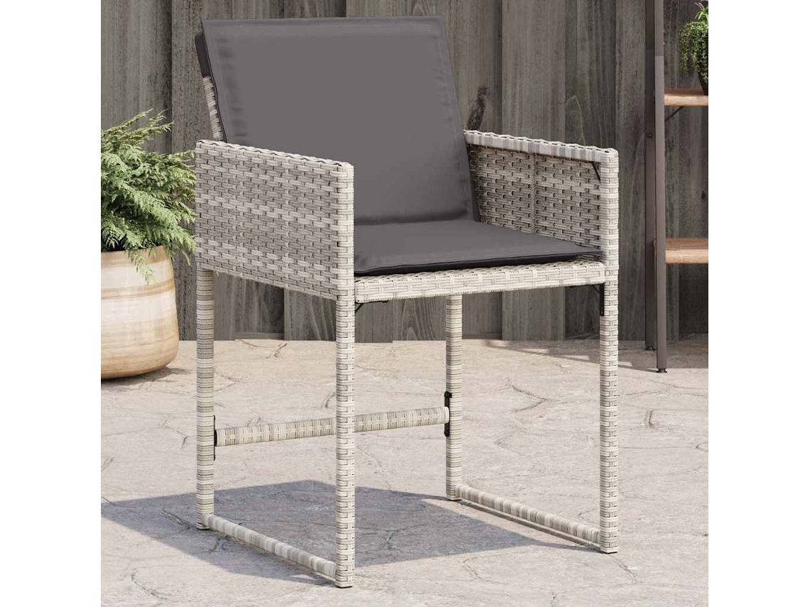 Vidaxl Cadeiras De Jardim Com Almofadões 4 Pcs Vime Pe Cinzento-claro