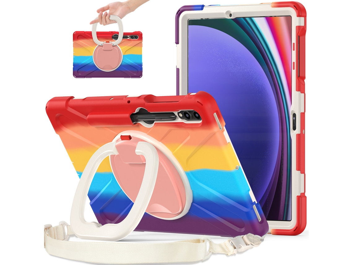 Capa para Samsung Tab S8 Plus com suporte giratório, compartimento para caneta e alça de ombro colorido XIAOMOYU