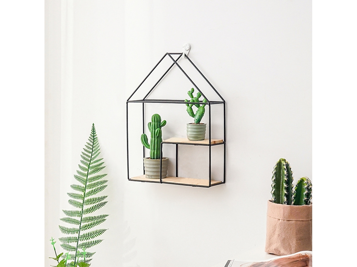 Prateleira Decorativa de Armazenamento Duas Camadas Cabine Preta 24.5x34.5x8