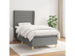 Vidaxl Cama Com Molas/colchão 90x200 Cm Tecido Cinzento-escuro