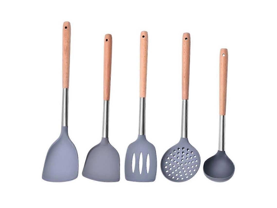 Conjunto De 5 Utensílios De Cozinha Antiaderentes E Resistentes Ao Calor Com Cabo Ergonômico.
