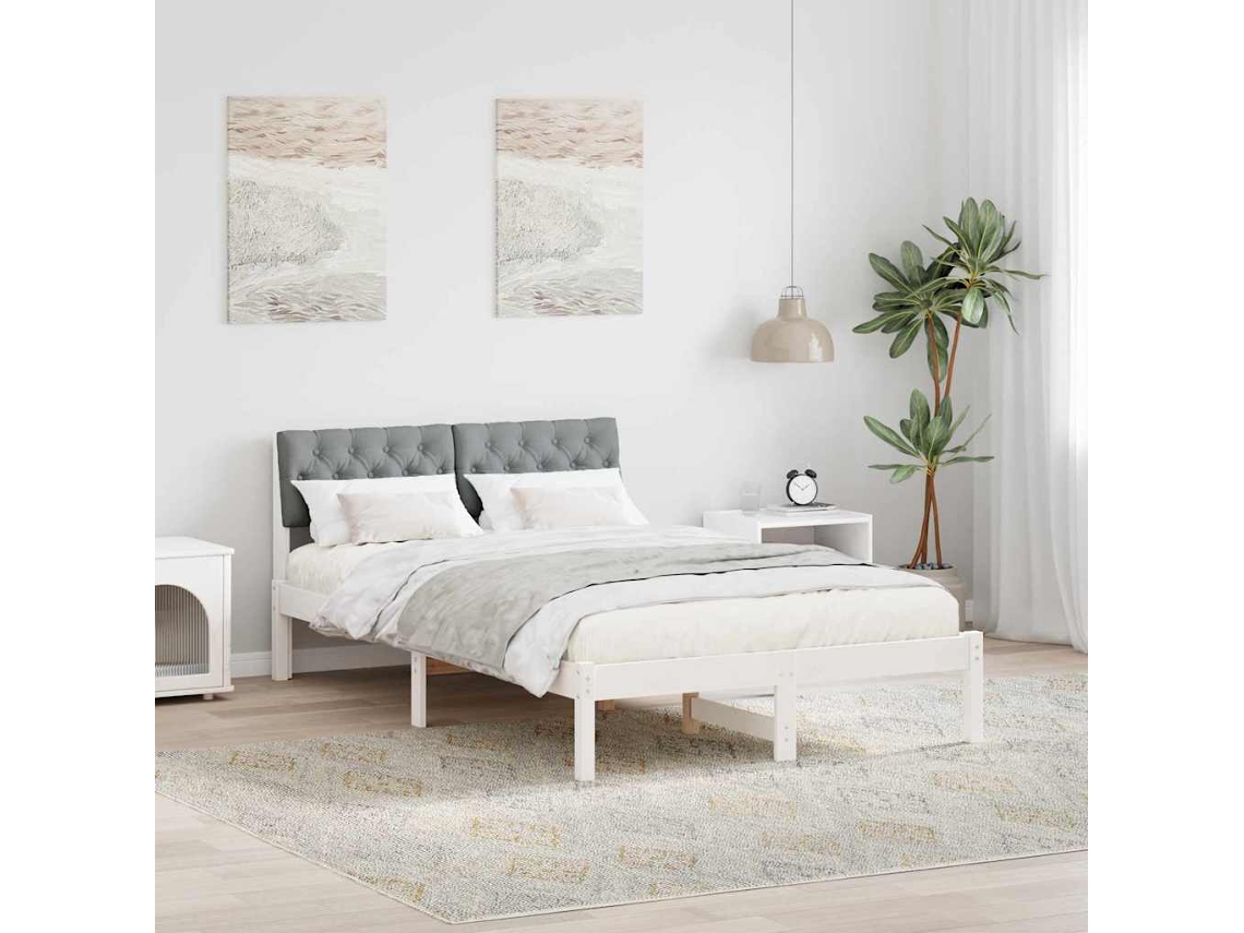 Vidaxl Estrutura Da Cama Branco E Cinza Claro 120 X 200 Cm
