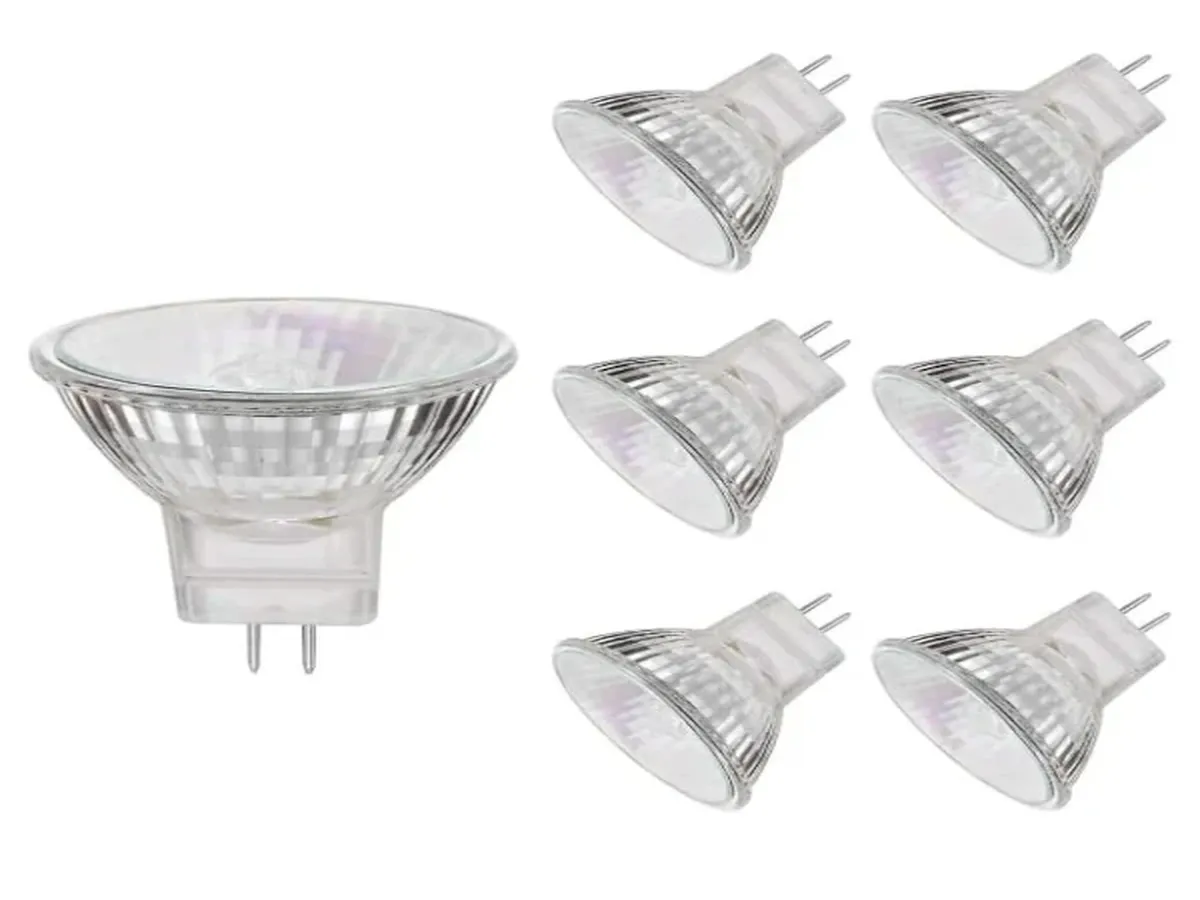 Lurelia Pacote com 6 Lâmpadas Halógenas MR11 GU4 20W 12V, Reguláveis, Sem Fita Adesiva, Para Uso Interno